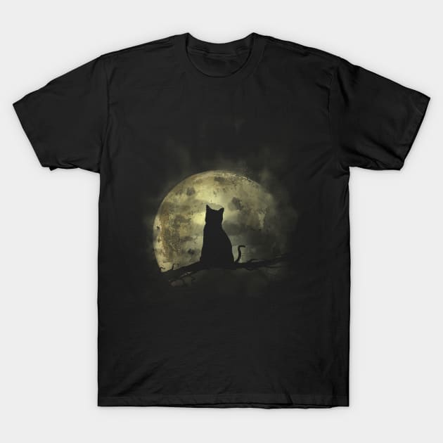 Cat and Moon T-Shirt by Area31Studios